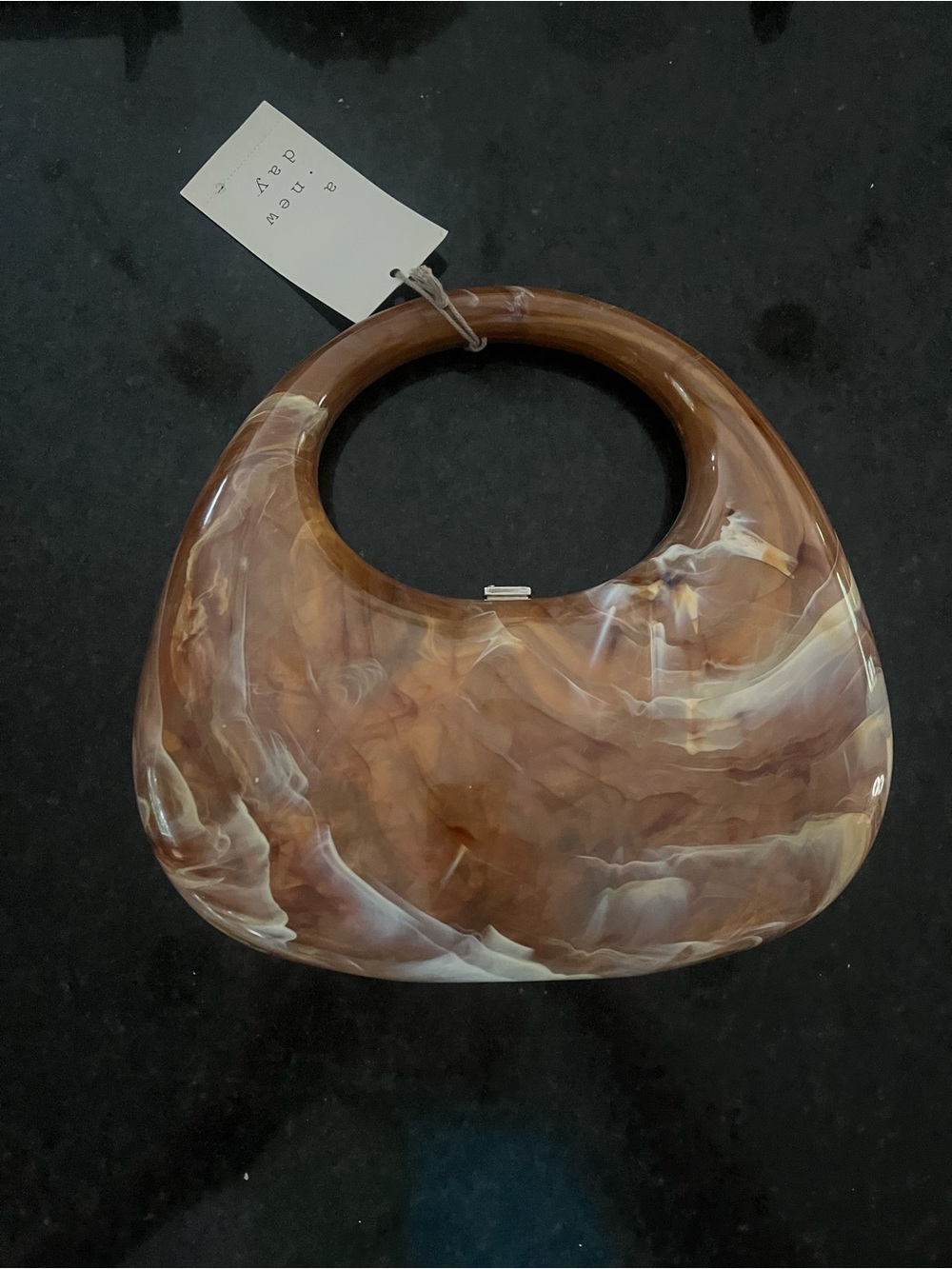 Target A New Day Acrylic Crescent Marble Minaudiere Clutch - Brown - Picture 9 of 13